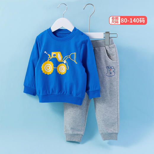 贝贝怡童宝宝卡通帅气休闲工程车两件套套装211T2205 商品图4