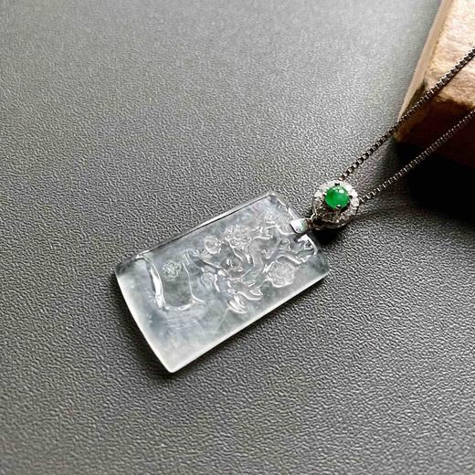 玻璃种翡翠梅花鹿牌一鹿有你 商品图2