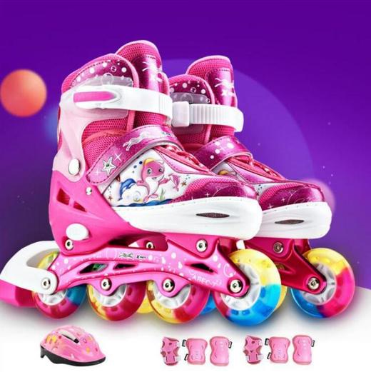 【溜冰鞋】*儿童溜冰鞋全套装佰博溜冰鞋 可调节旱冰鞋全闪光PU直排轮滑鞋 商品图1