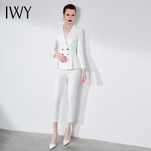 IWY/白色职业装套装女时尚简约气质名媛通勤商务正装西装C475 P1150 S1150 商品图3