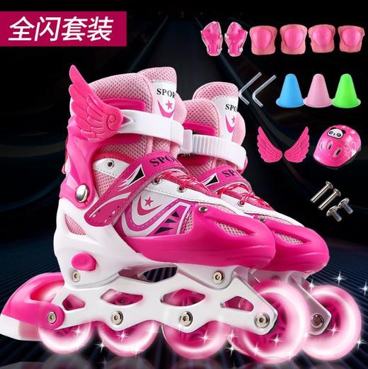 【溜冰鞋】*儿童全套装男女旱冰轮滑鞋直排轮初学3-5-6-8-10岁可调闪光 商品图2