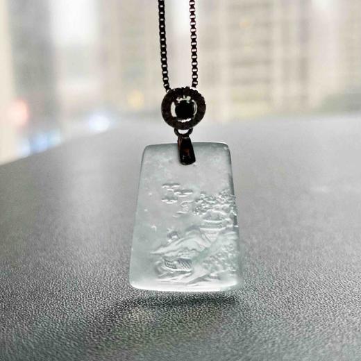 玻璃种雪花棉翡翠山水牌 商品图8