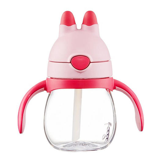 膳魔师Tritan兔子儿童吸管杯带手柄防漏兔子款婴儿水杯宝宝学饮杯 商品图0