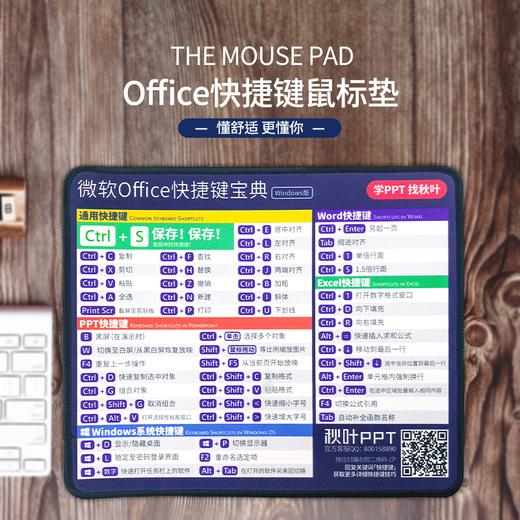 【秋叶文创】秋叶PPT定制鼠标垫 微软office快捷键小鼠标垫 商品图0