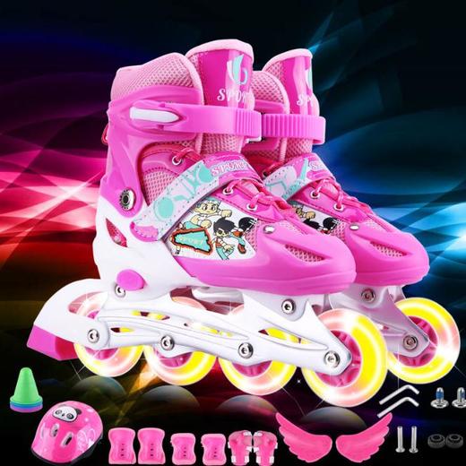 【溜冰鞋】单闪全套轮滑鞋全套旱冰鞋小孩滑冰鞋直排可调 商品图2