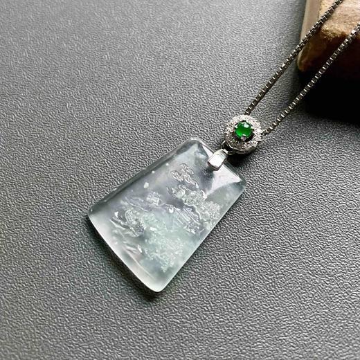 玻璃种雪花棉翡翠山水牌 商品图2