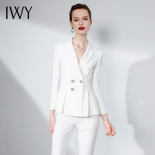 IWY/白色职业装套装女时尚简约气质名媛通勤商务正装西装C475 P1150 S1150 商品图1