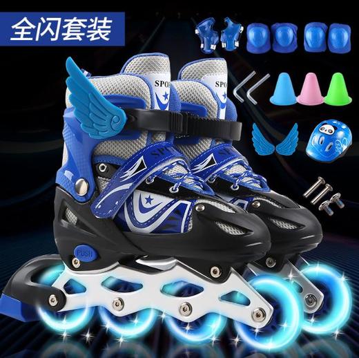 【溜冰鞋】*儿童全套装男女旱冰轮滑鞋直排轮初学3-5-6-8-10岁可调闪光 商品图1
