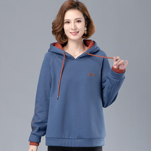 HH  X21GF064新款加绒卫衣纯色加厚宽松韩版 商品图3