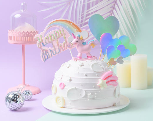 【童趣】粉色独角兽亮片闪闪儿童蛋糕 商品图0