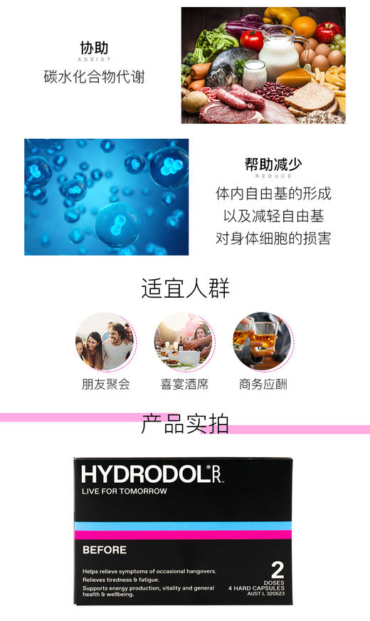 现货 Hydrodol解酒片解酒药20粒 商品图1