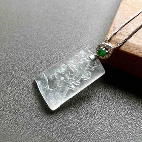 玻璃种翡翠梅花鹿牌一鹿有你