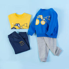 贝贝怡童宝宝卡通帅气休闲工程车两件套套装211T2205