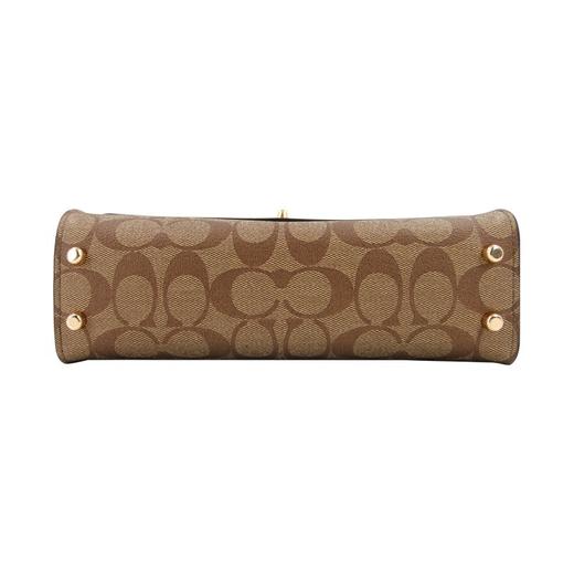 蔻驰COACH 奢侈品 女士小号手提单肩斜挎包浅棕配红色PVC配皮 C1439 IMS5J 商品图4