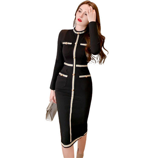 【赫本风气质修身连衣裙】新年法式复古衣服小香风裙子打底连衣裙女小黑裙 商品图4