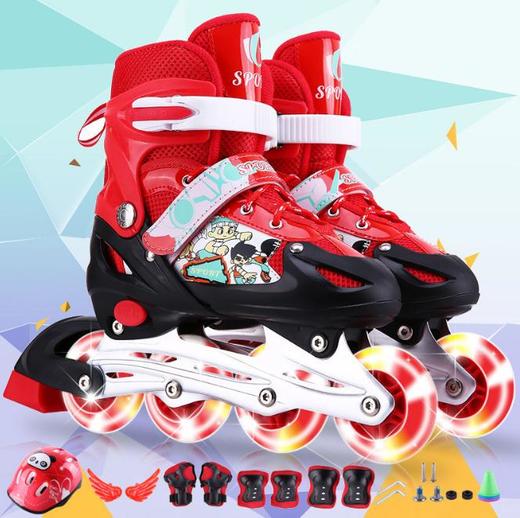 【溜冰鞋】单闪全套轮滑鞋全套旱冰鞋小孩滑冰鞋直排可调 商品图3