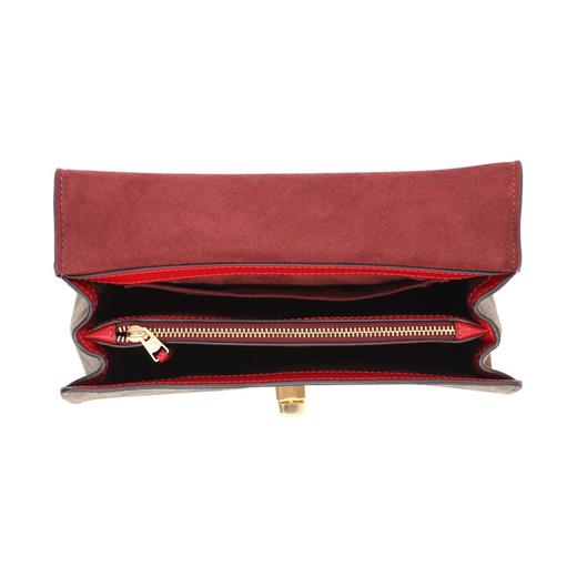 蔻驰COACH 奢侈品 女士小号手提单肩斜挎包浅棕配红色PVC配皮 C1439 IMS5J 商品图5