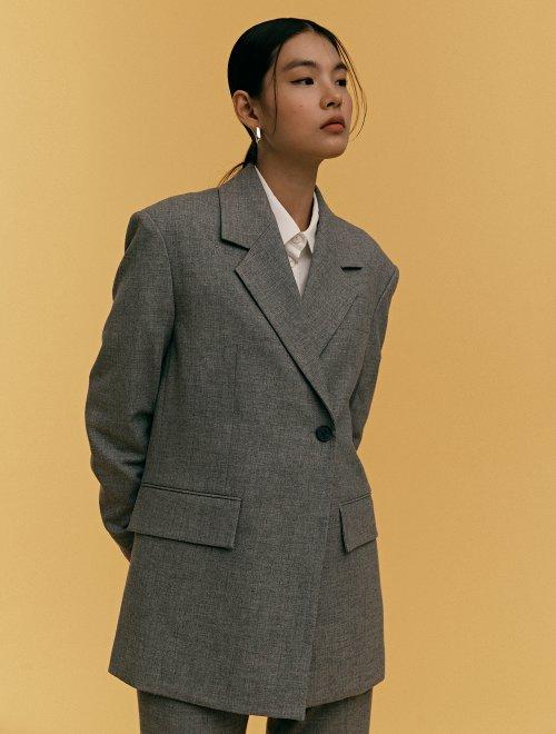 8 seconds 女款灰色羊毛混合单扣单套夹克JPY带授权招加盟代理 商品图3