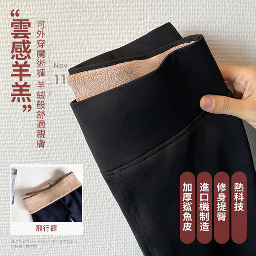 鲨鱼皮云感小羊绒无痕飞行裤女秋冬加大码外穿加厚收腹保暖打底裤 商品图0