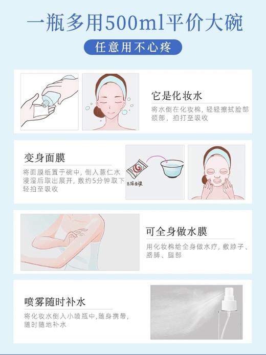 日本薏仁水 保湿控油 湿敷神器 500ml 商品图3