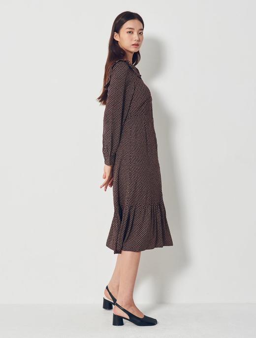 8secondsBlack solid pleated long黑色图案水手领纽扣连衣裙女款JPY带授权招加盟代理 商品图2