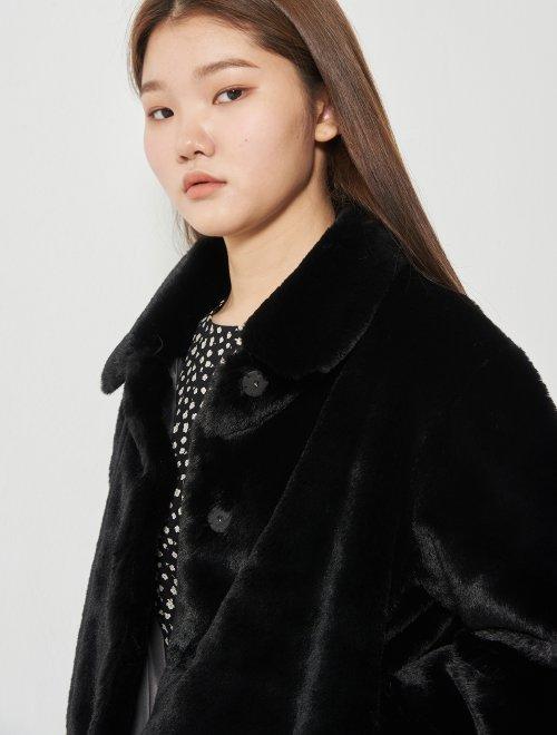 8 seconds 女款黑色隐藏按钮提高彩色毛皮短夹克JPY带授权招加盟代理 商品图0