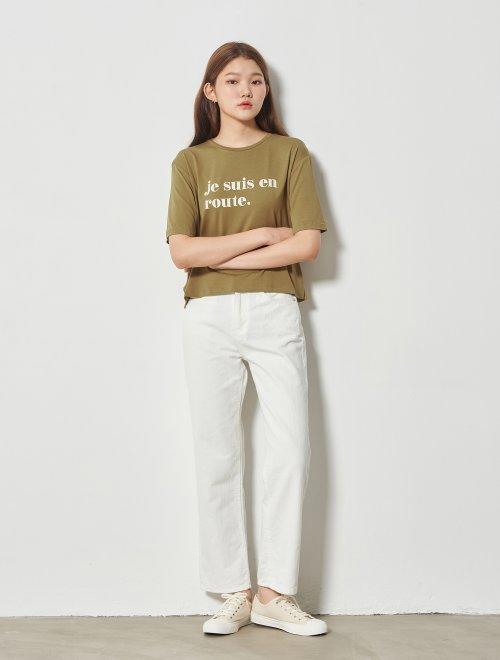 8seconds Olive letter short sleeve T-shirt橄榄色短袖T恤女款JPY带授权招加盟代理 商品图2
