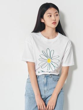 8seconds White print T-shirt白花印花T恤女款JPY带授权招加盟代理
