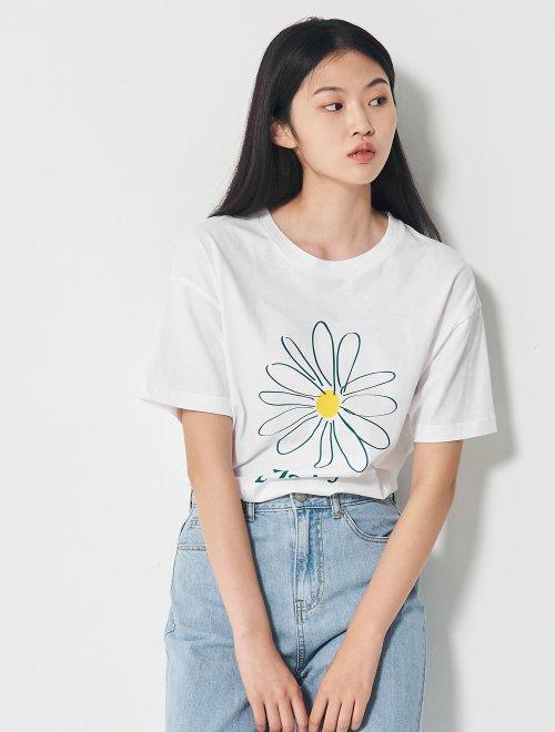 8seconds White print T-shirt白花印花T恤女款JPY带授权招加盟代理 商品图0