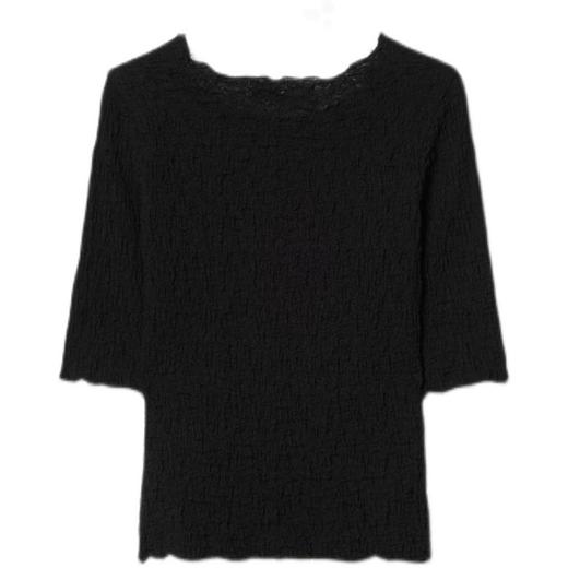 8seconds Ivory floral embroidered knit黑色Wrinkle 5 T恤女款JPY带授权招加盟代理 商品图4