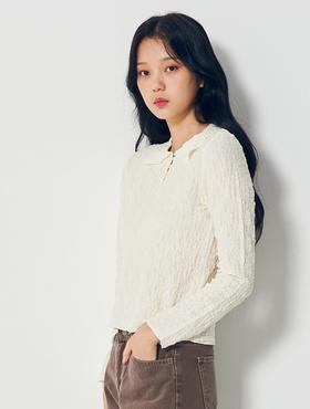 8seconds rib frill cardiganIvory Shirring Pique领T恤女款JPY带授权招加盟代理