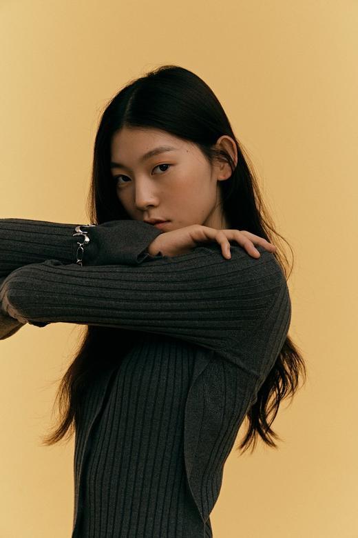 8seconds Wrinkled cardigan灰白色侧缝超长长款开衫女款JPY带授权招加盟代理 商品图2