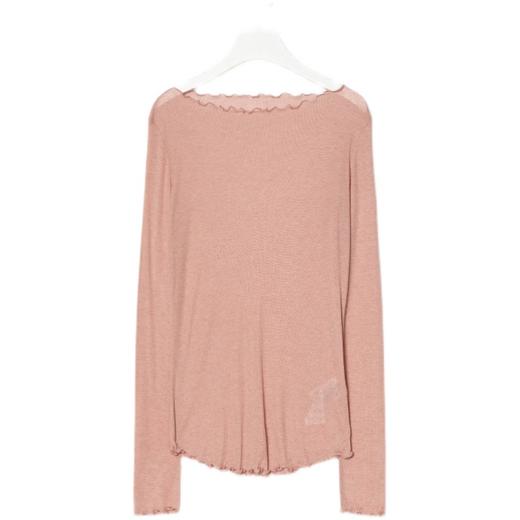 8seconds High collar T-shirt珊瑚透明褶皱船领长袖T恤女款JPY带授权招加盟代理 商品图4