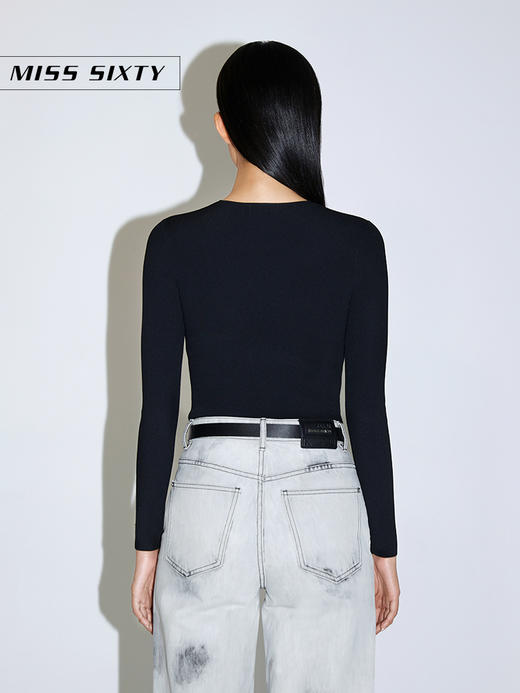 Miss Sixty2021春季新款针织衫女V领烫钻盘绳扣修身6N1RJ4400000 商品图3