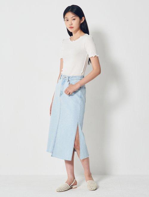 8seconds embroidered letter short白色罗纹褶边短袖T恤女款JPY带授权招加盟代理 商品图3