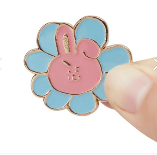 韩国 可爱Line Friends BT21 COOKY花卉金属徽章（每包2件）JPY带授权招加盟代理 商品图1