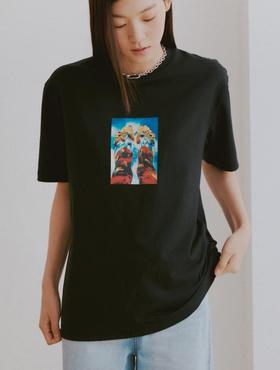 8seconds8 X RAREBIRTH男女皆宜的黑色战士印花T恤女款JPY带授权招加盟代理