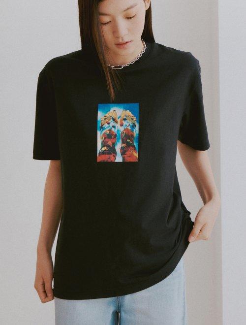 8seconds8 X RAREBIRTH男女皆宜的黑色战士印花T恤女款JPY带授权招加盟代理 商品图0