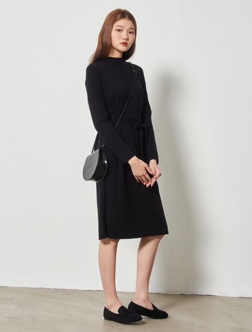 8seconds High collar knitted dress黑色罗纹​​表带连衣裙女款JPY带授权招加盟代理 商品图0
