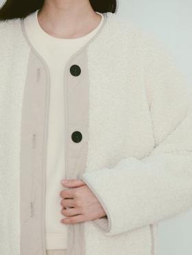 8 seconds 女款浅驼色毛皮围巾波浪缝合衬垫JPY带授权招加盟代理