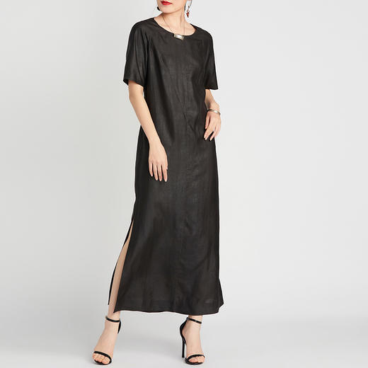 TANGY Collection/天意精品2021年春季新品聊春系列莨绸线迹礼服裙 商品图0