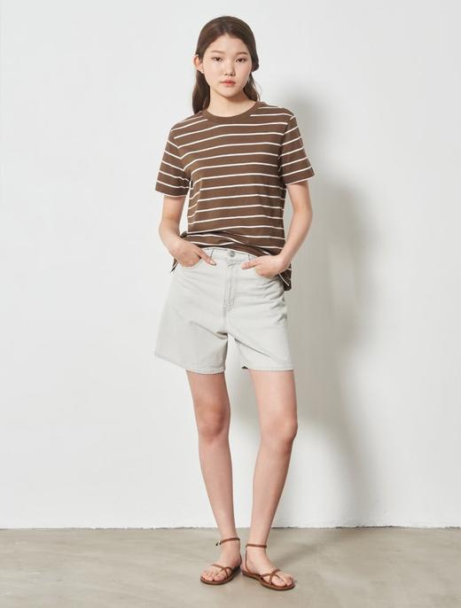 8seconds detail short sleeve T-shirt棕色Basic条纹短袖T恤女款JPY带授权招加盟代理 商品图1