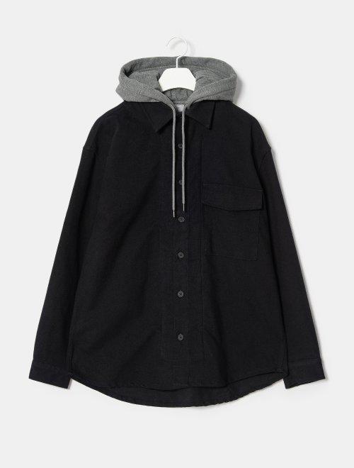 8 seconds 男款黑色连帽针织分层格纹衬衫JPY带授权招加盟代理 商品图1