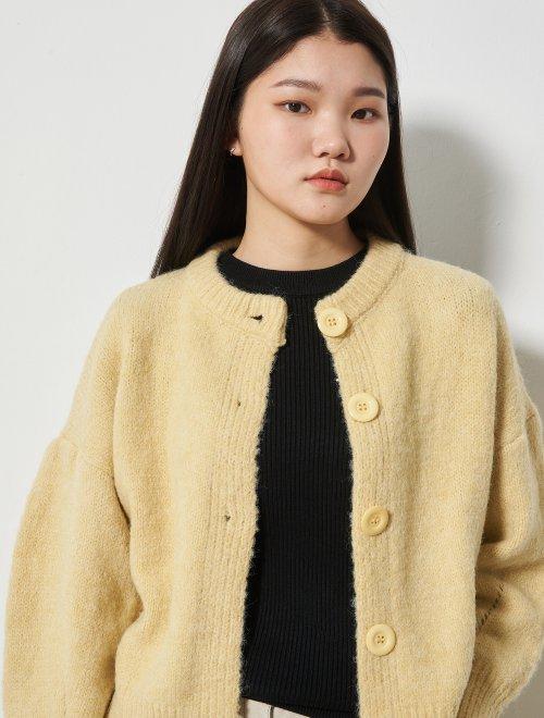 8 seconds 女款黄色泡芙袖子大按钮编织物开衫JPY带授权招加盟代理 商品图3