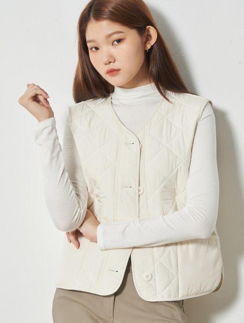 8 seconds button-up padded vest女款象牙色系扣加厚背心JPY带授权招加盟代理 商品图1