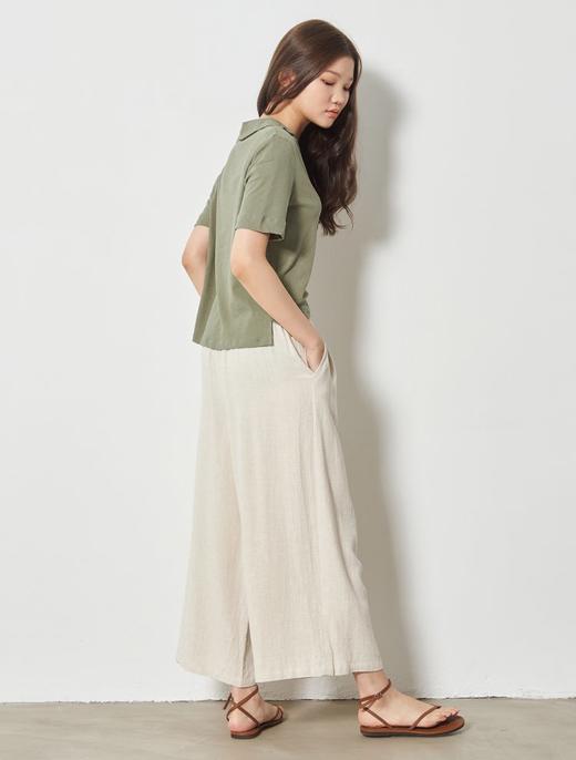 8seconds Khaki linen blended stand卡其色亚麻混纺立领T恤女款JPY带授权招加盟代理 商品图3