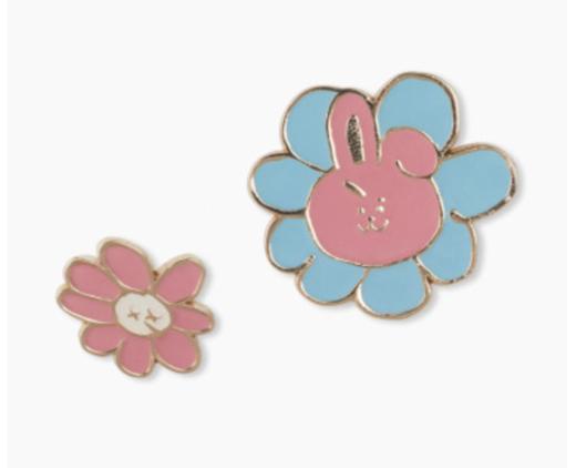 韩国 可爱Line Friends BT21 COOKY花卉金属徽章（每包2件）JPY带授权招加盟代理 商品图0