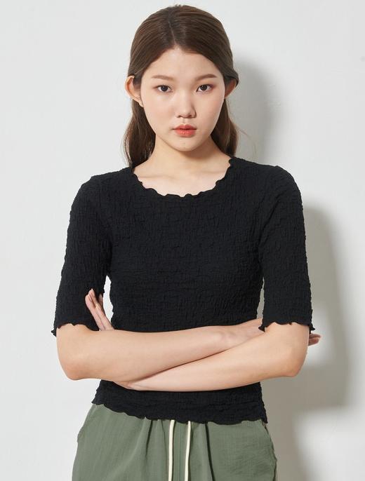 8seconds Ivory floral embroidered knit黑色Wrinkle 5 T恤女款JPY带授权招加盟代理 商品图0