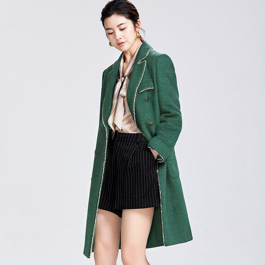 圣三利专柜正品19年秋季中长款西服领毛呢大衣SL1931148 商品图2