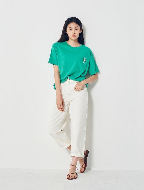 8seconds embroidered letter short绿花印花T恤女款JPY带授权招加盟代理 商品图2